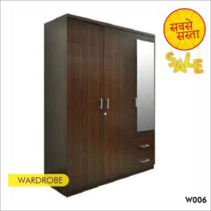 Three Door Wardrobe with Attached Mirror